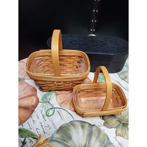 LONGABERGER BASKETS 2 BASKETS 2 PLASTIC PROTECTORS HAND WOVEN Country Best - Picture 1 of 5